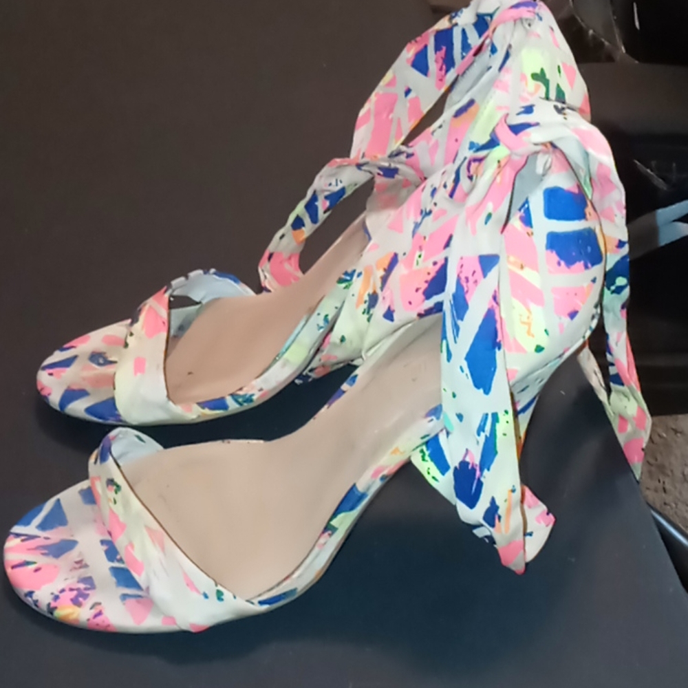 Anne Michele Splatter Tie up Heels